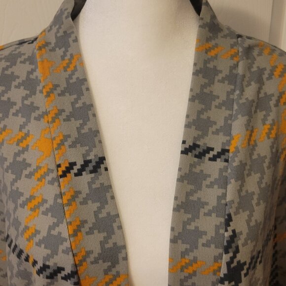 Denim & Co. Gray Printed Brushed Heavenly Jersey Open Front Cardigan Size Medium - Picture 2 of 7